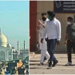 ताजमहल, शूटिंग के दौरान अभिषेक बच्चन की तस्वीर (दायें)