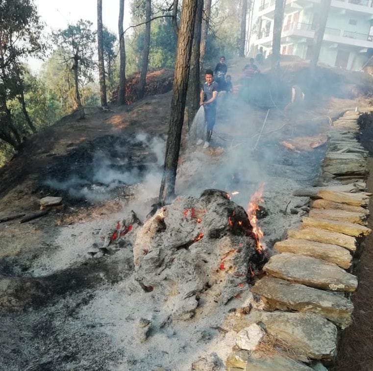 Jungle burning in four places one after the other