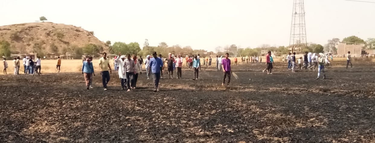 10 bigha wheat crop destroyed due to fire