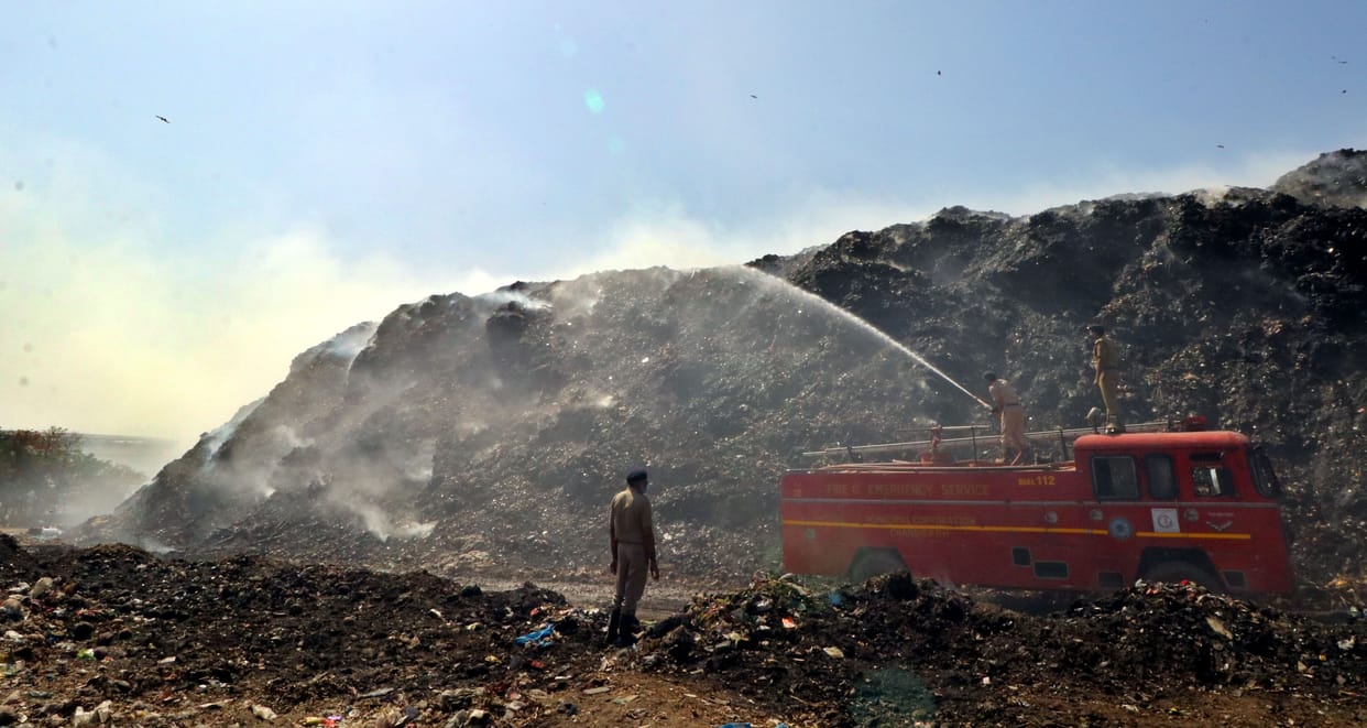 chandigarh, daddumajra Dumping ground, Fire, Nearest people in bad condition