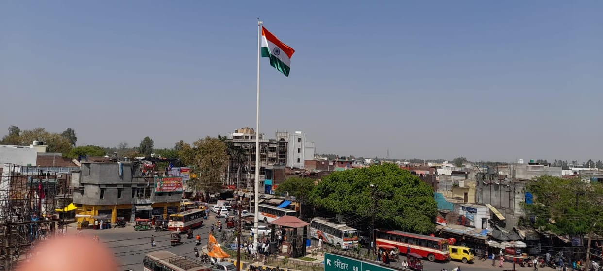 Flag installed on Tiranga Chowk