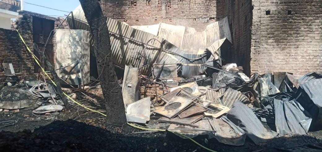 Lakhs worth of goods burnt in warehouse fire
