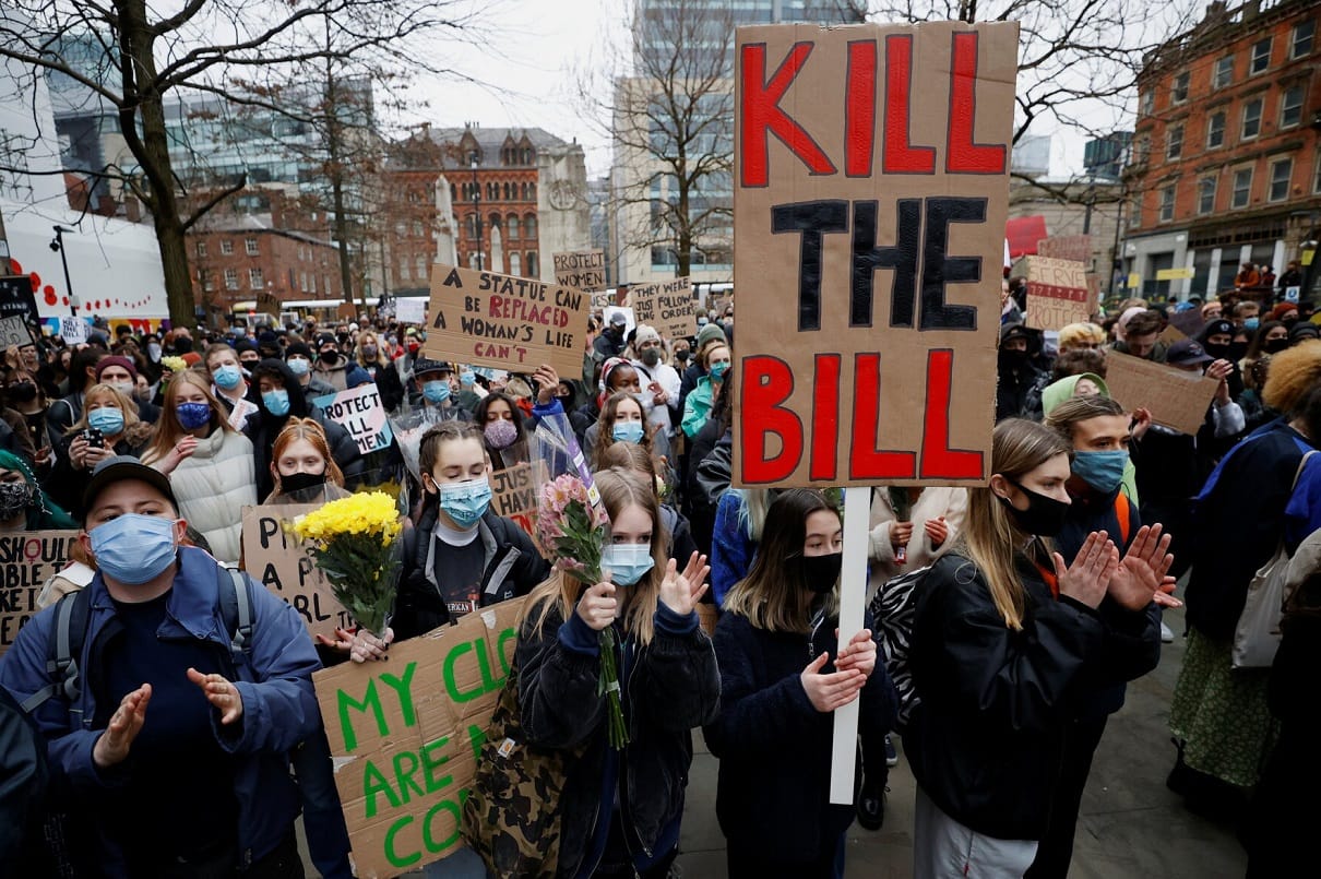 Clash between police and protesters during Kill the Bill demonstration in britain