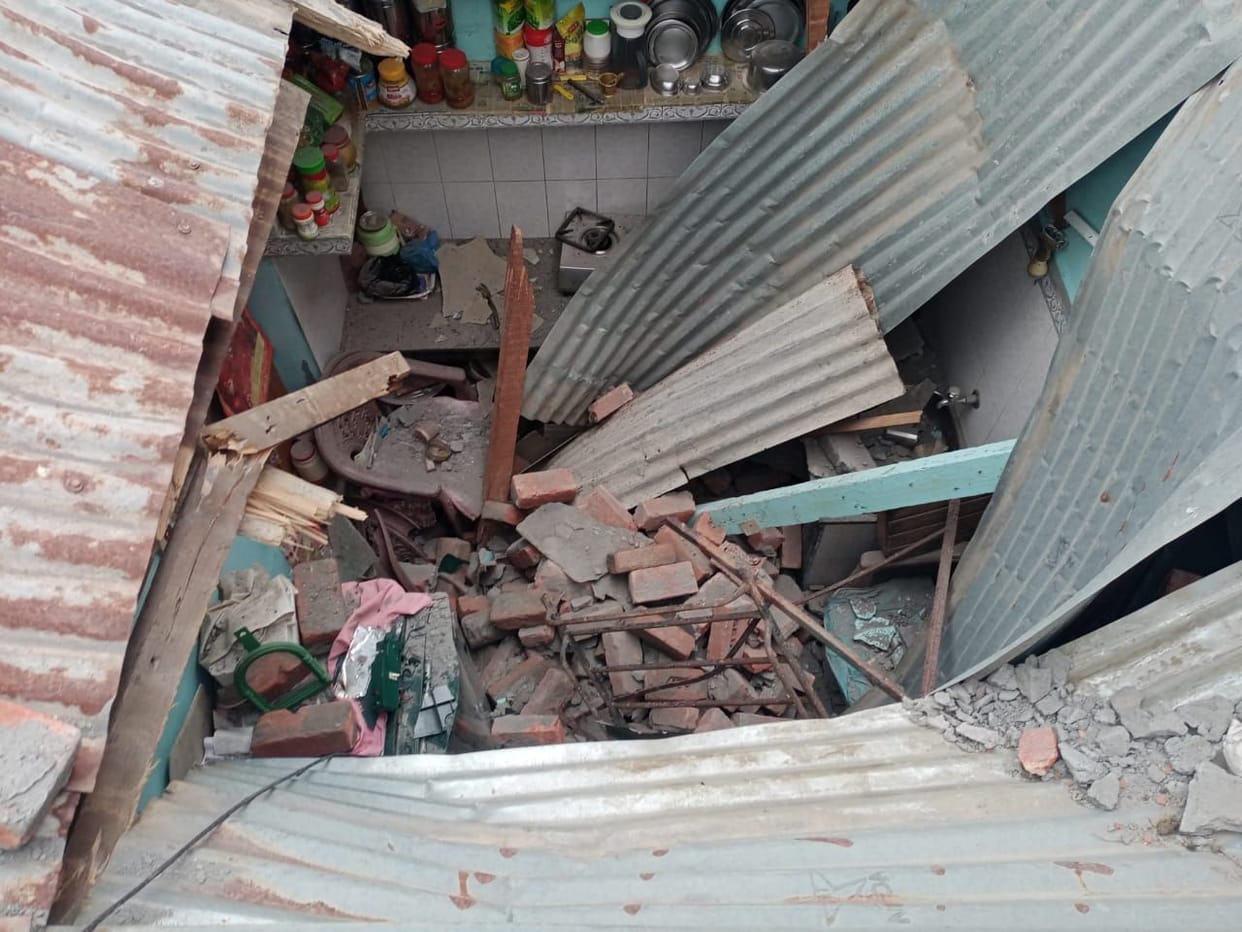 wall damaged with storm