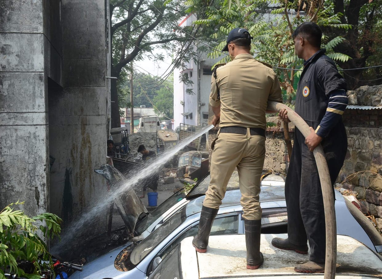 Fire in police station premises caused panic