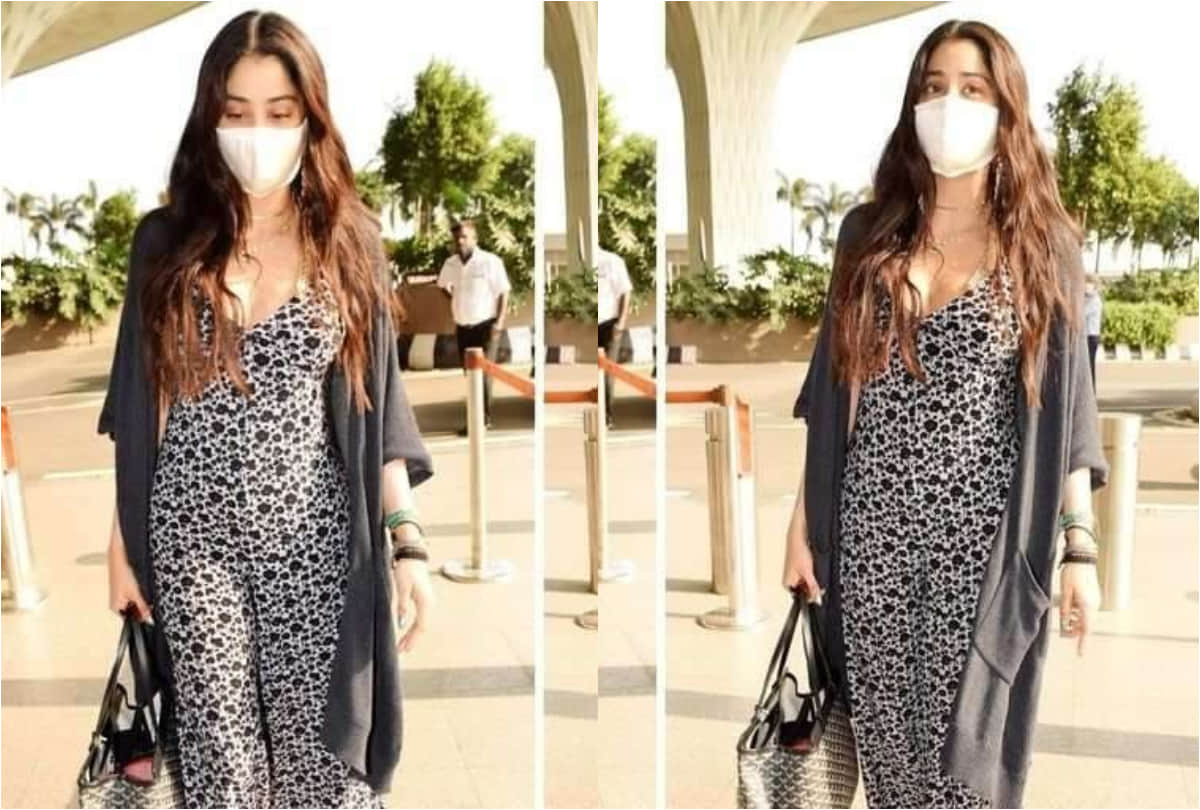 janhvi kapoor cool look turns in stylish at airport in white shirt with ripped jeans