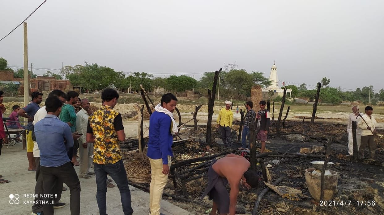 hut caught fire