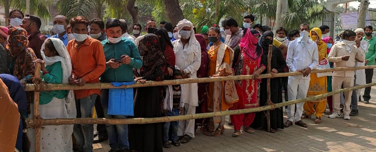 Enrollment under strict security in Charathawal block campus