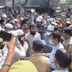 रजा एक्शन कमेटी ने जुलूस निकालकर किया प्रदर्शन।