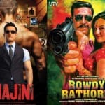 फिल्म गजनी और राउडी राठौर का पोस्टर