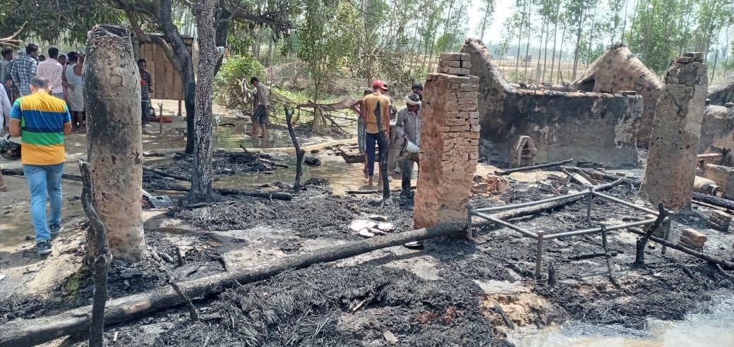 Pallet house by fire, five acres of crop ashes