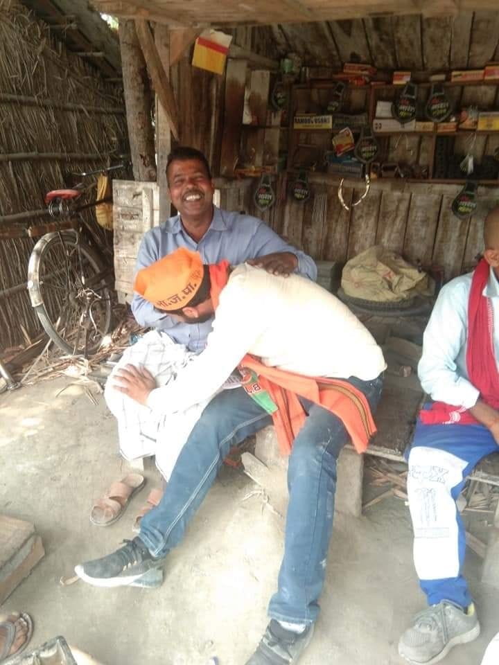 candidates touch voters leg