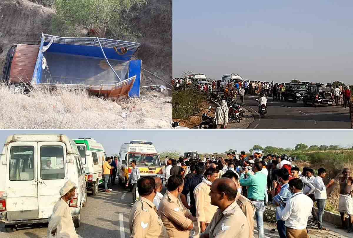 horrific road accident in Etawah, eleven dead due to DCM overturning