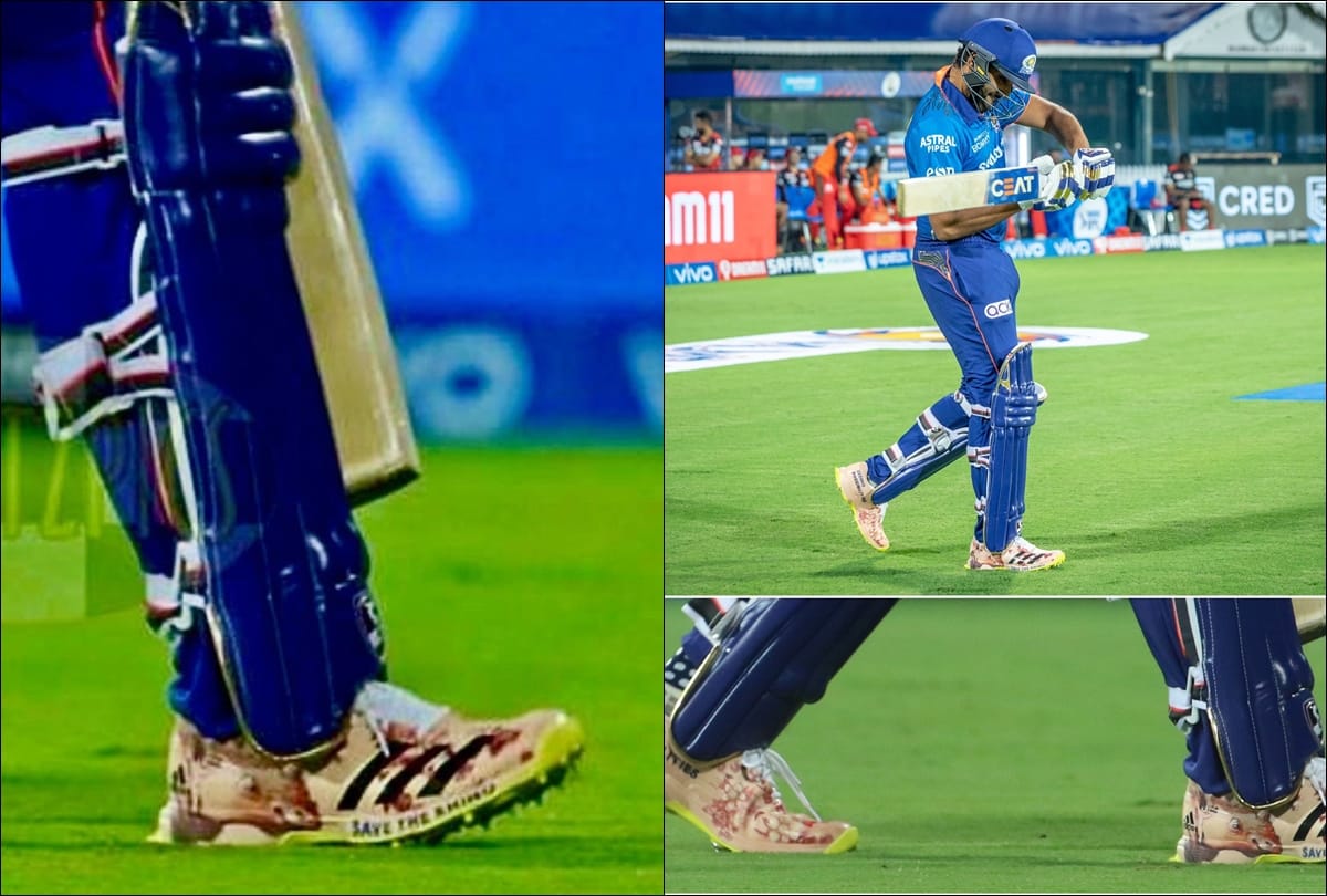 IPL 2021 Rohit Sharma wears shoes with Save the rhino message