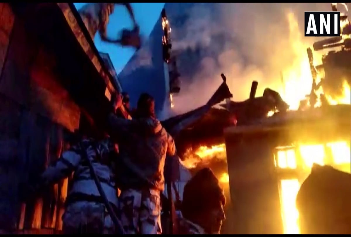 Sikkim: A two-storey house caught fire near a GREF Camp in Lachung ITBP teams rescued three families