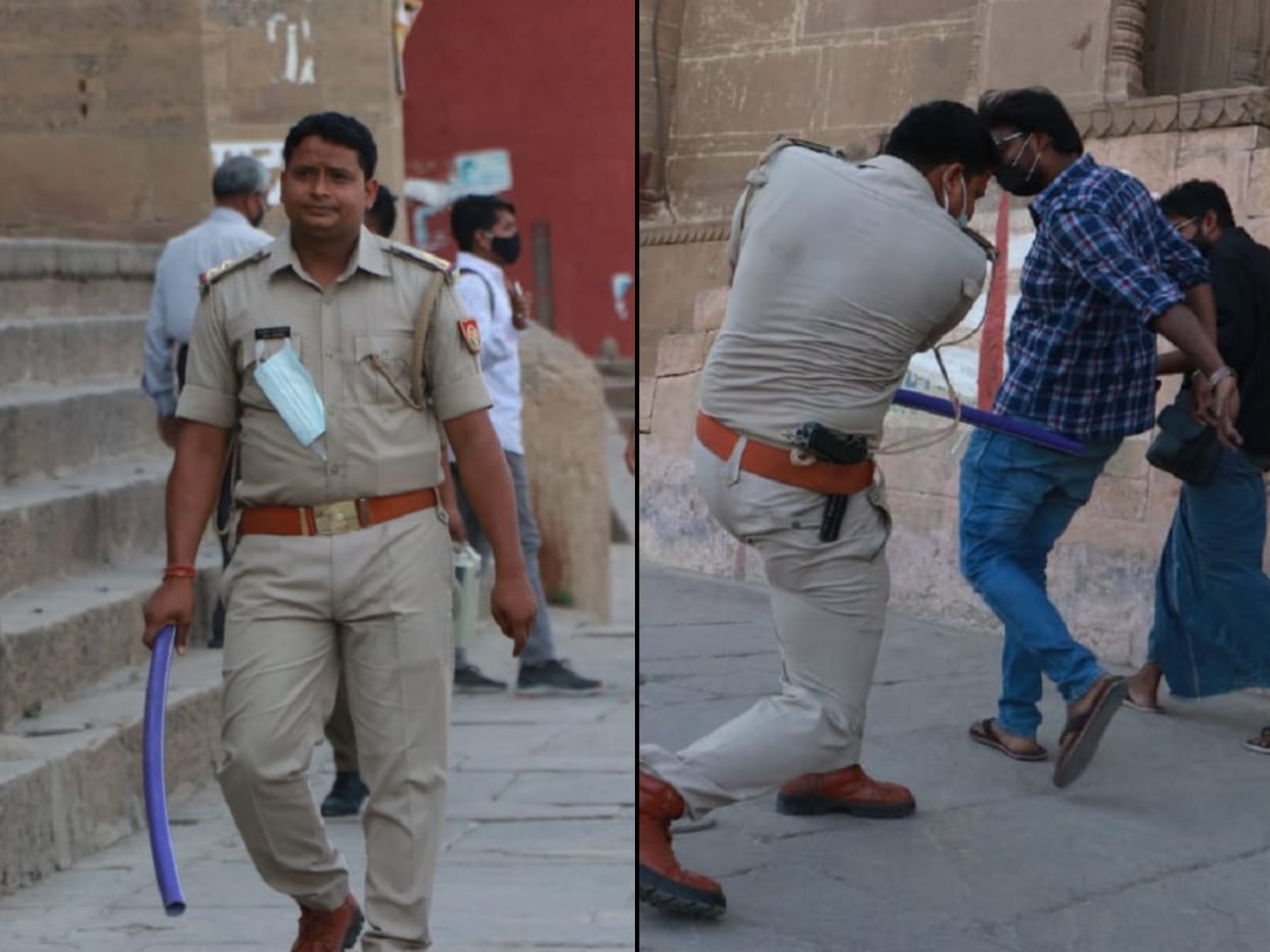 The inspector beat the young man for not applying the mask in varanasi