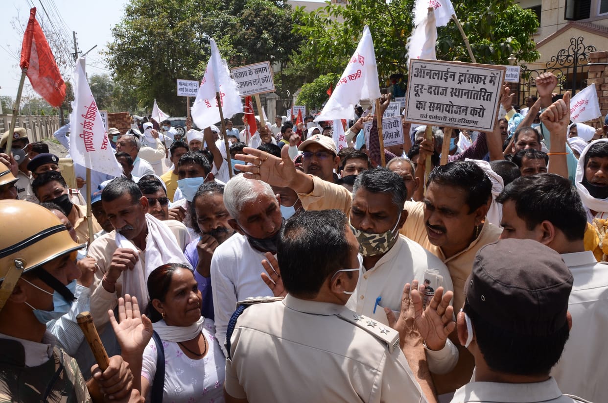 workers protest, agriculture ministers house, police