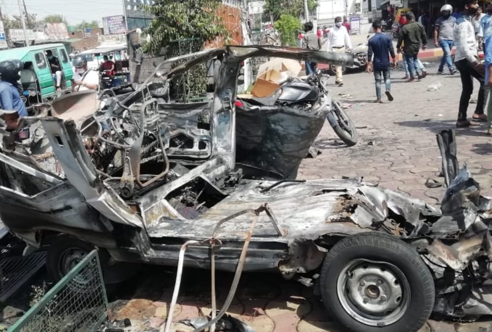 Blast in a ambulance in Lucknow.