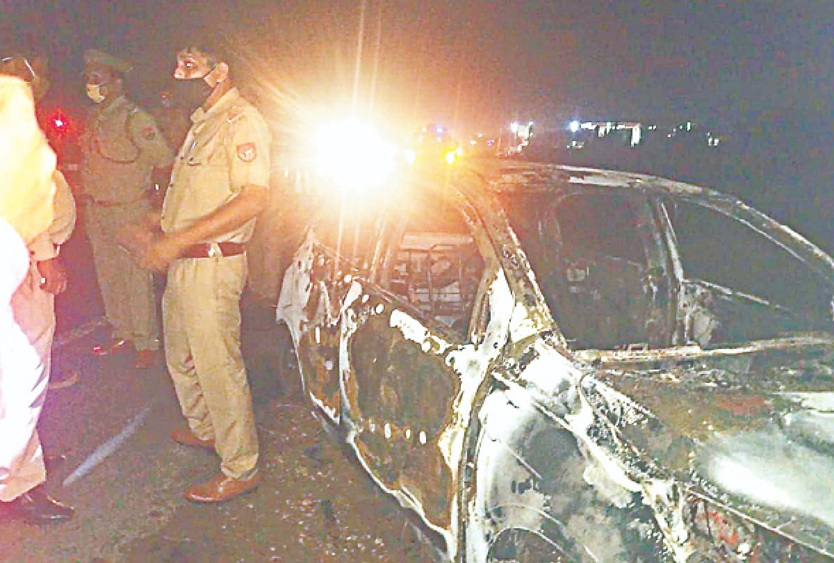 Car Caught Fire Wife Died Husband Injured In Firozabad