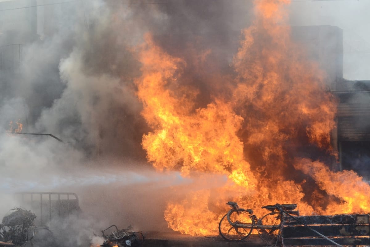Massive fire burning in historic factory in Russia second city Saint Petersburg