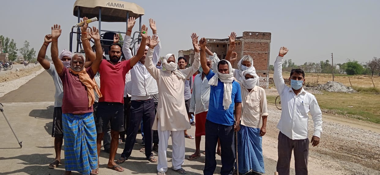 Farmers stopped construction of fourlane in Shahpur village