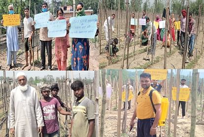 people Opposed the construction of the airport while working in the fields in mandi himachal
