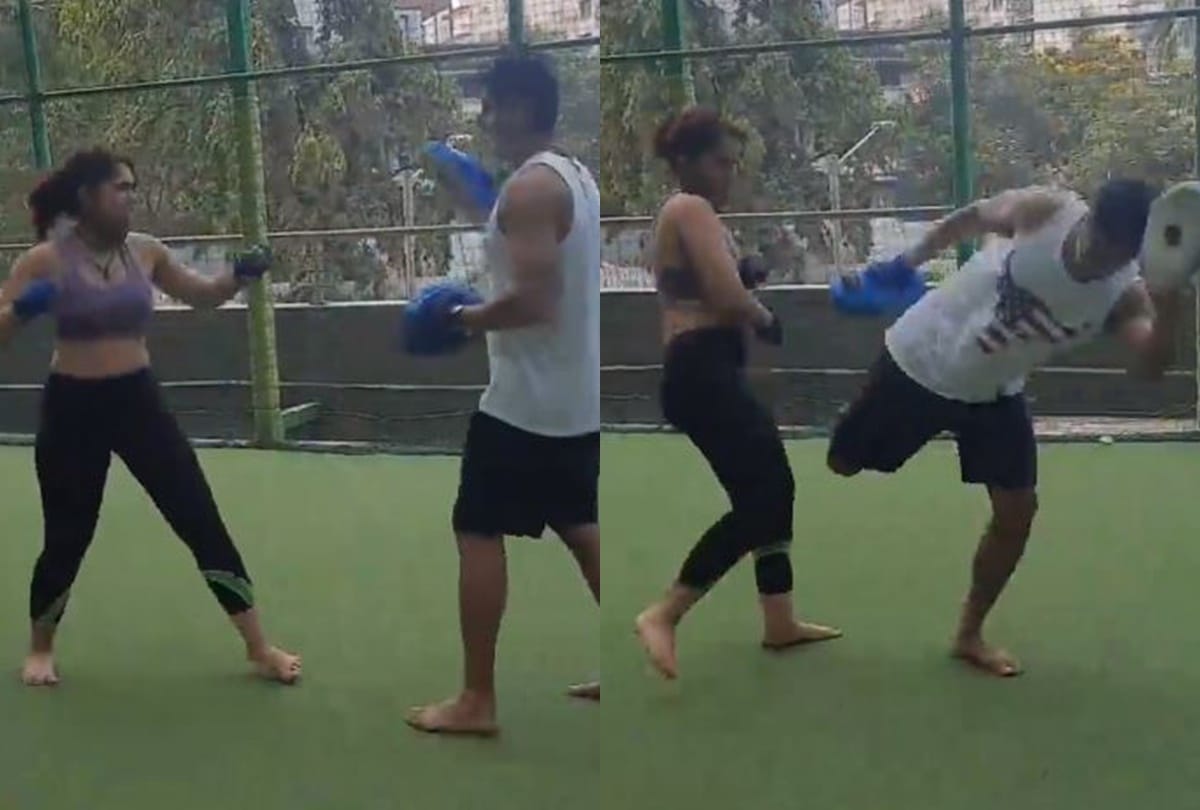 Aamir khan daughter ira khan kickboxing with boyfriend Nupur Shikhare video goes viral