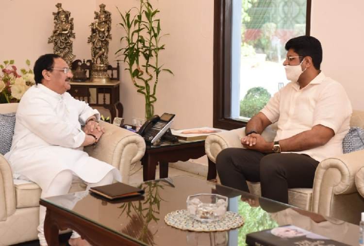 Dushyant Chautala meet JP Nadda in new delhi