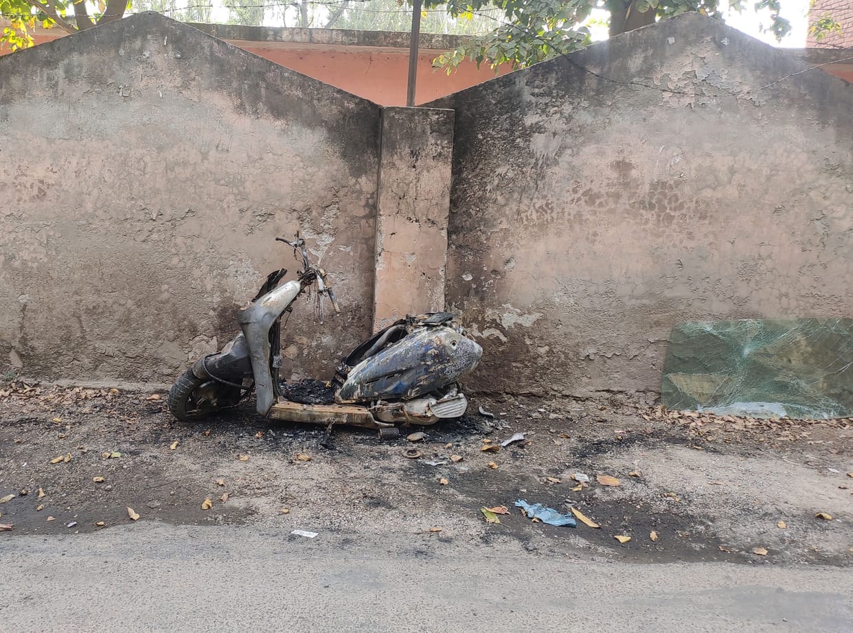 scooty on fire