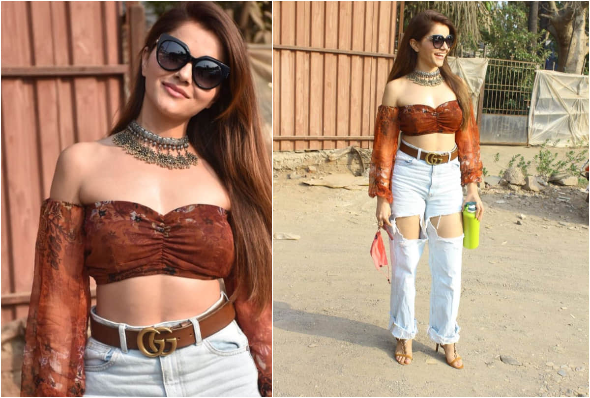 bigg boss 14 winner rubina dilaik brown tube top and ripped jeans looks are stunning