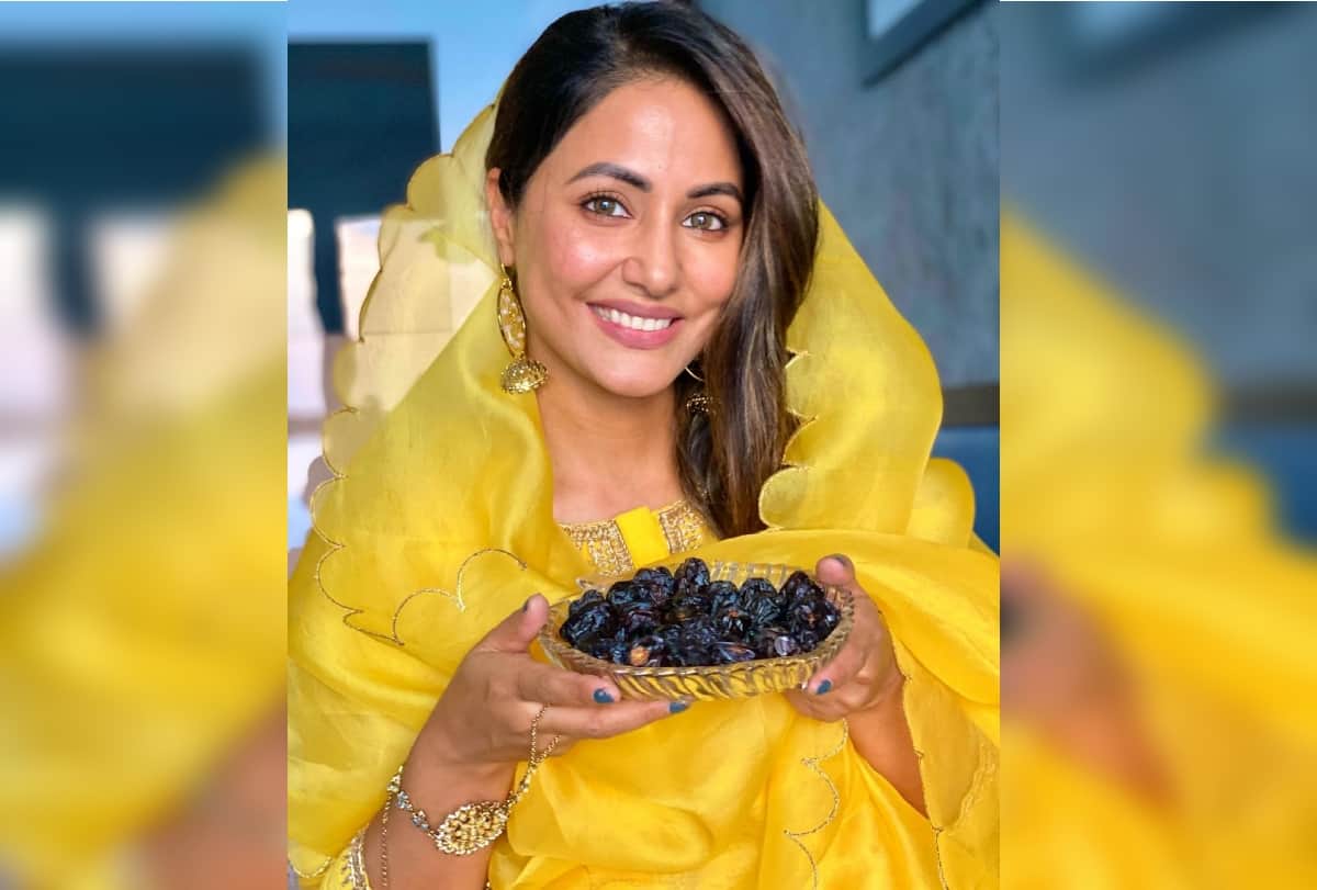 hina khan shared her latest photos in yellow suit on instagram said ramzan mubarak