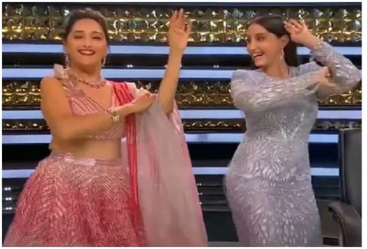 Madhuri Dixit Nene and Nora Fatehi Dance Together on 'Mera Piya Ghar Aaya' and 'Dilbar' Song
