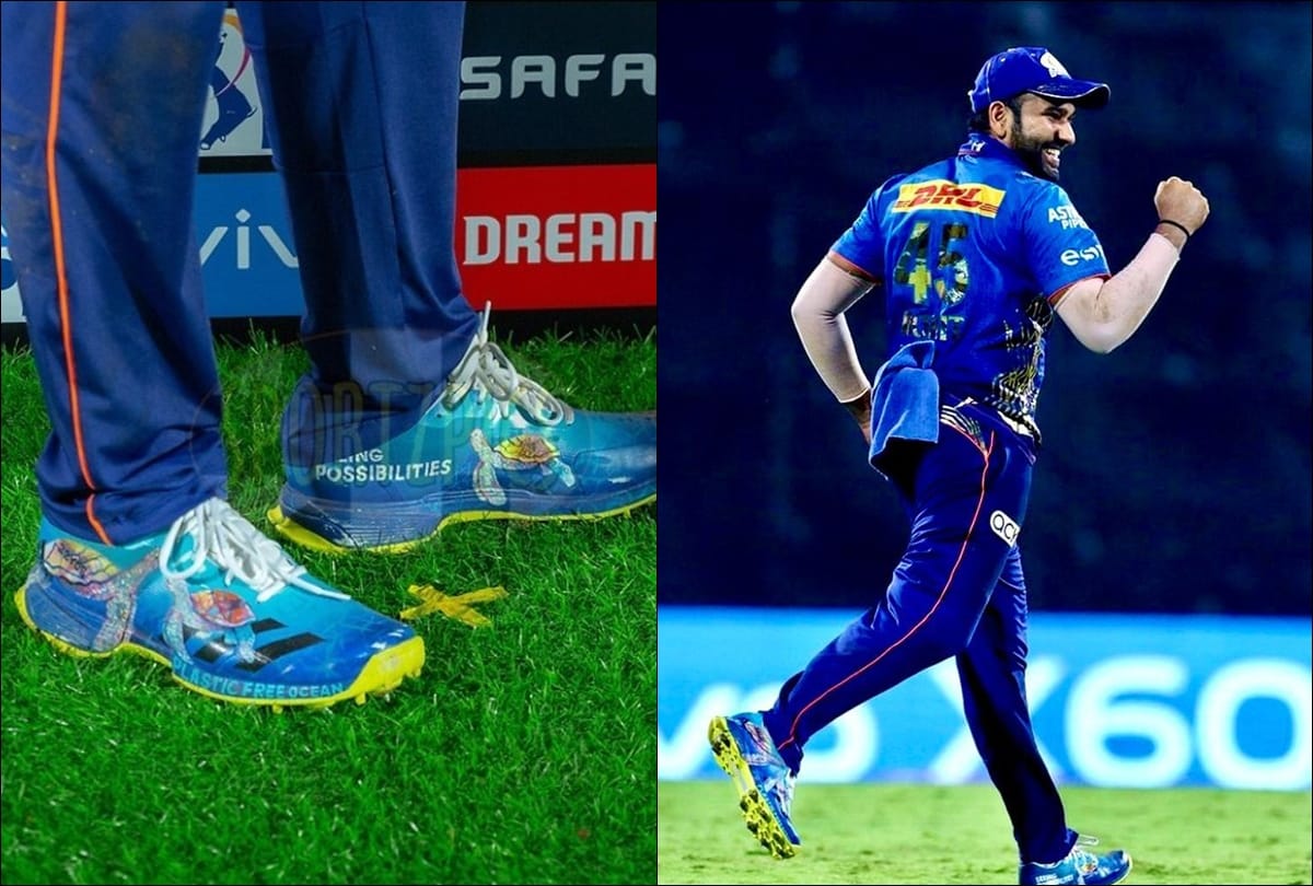 Rohit Sharma is on a mission After save the rhinos campaign now plastic free ocean prints on shoes