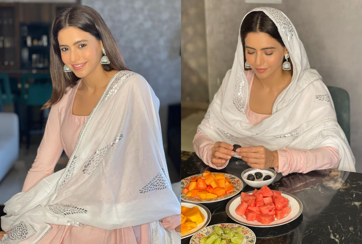 hina khan wishes ramadan in yellow chanderi silk kurta aamna sharif wearing pink anarkali set