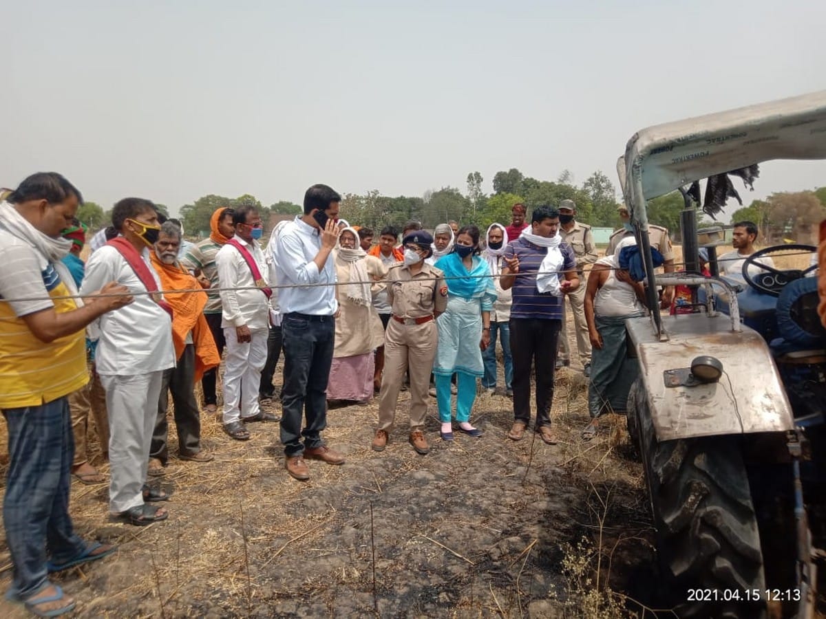 One injured by electric wire fell into tractor wheat harvest fired in chandauli up