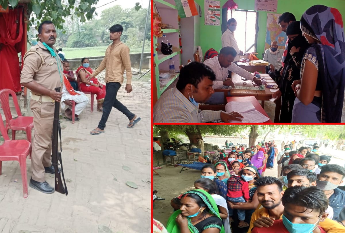 Covid 19 fear was over during Panchayat chunav poll booths in Gorakhpur