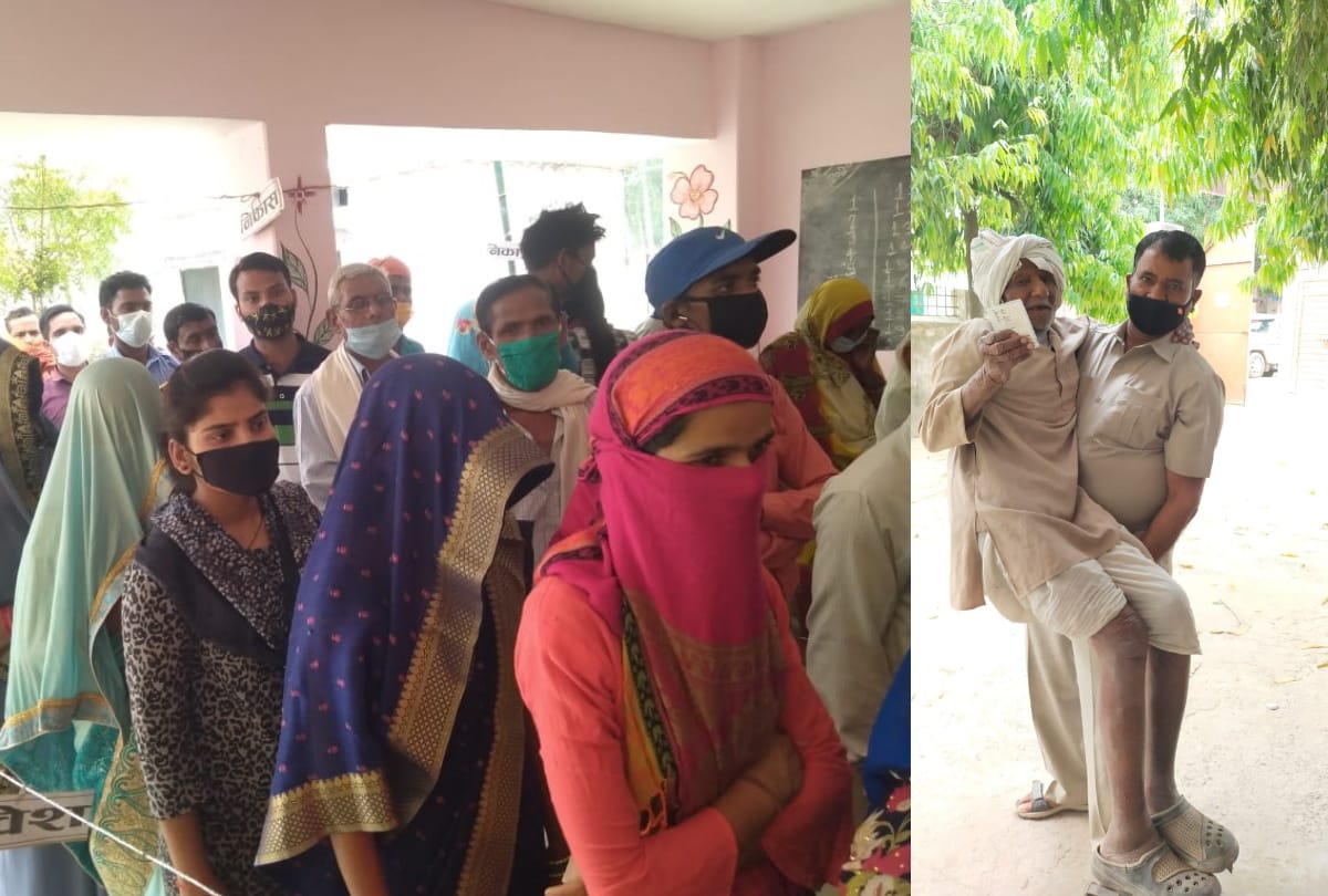 pics of voting for panchayat election in uttar pradesh.