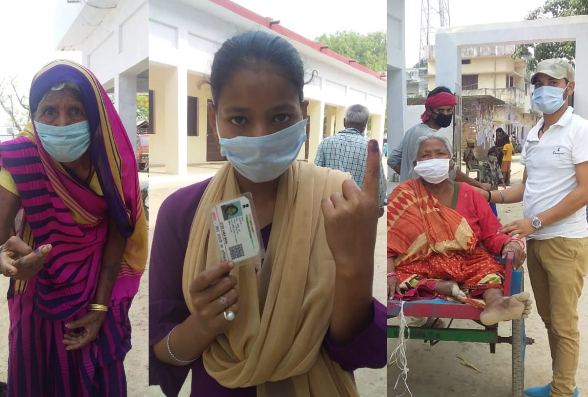 pics of voting for panchayat election in uttar pradesh.