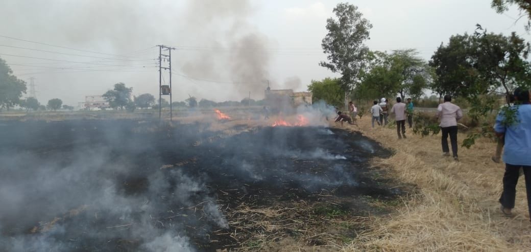 Hathras: Ashes of wheat crop from the spark of electric wires