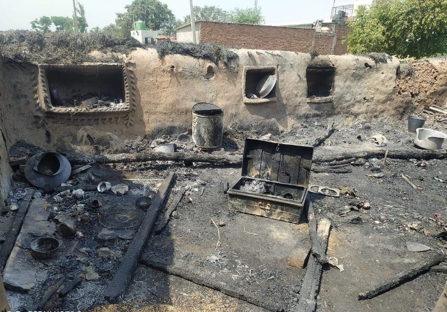 Fierce fire in three houses in Bhaguwala