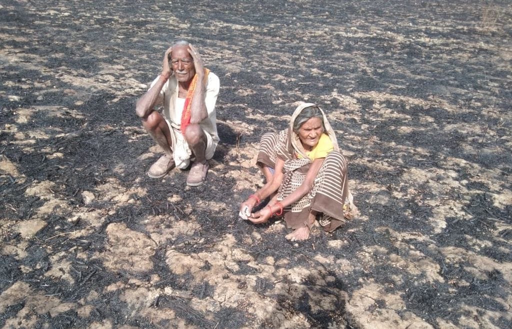 Crop burnt due to spark emanating