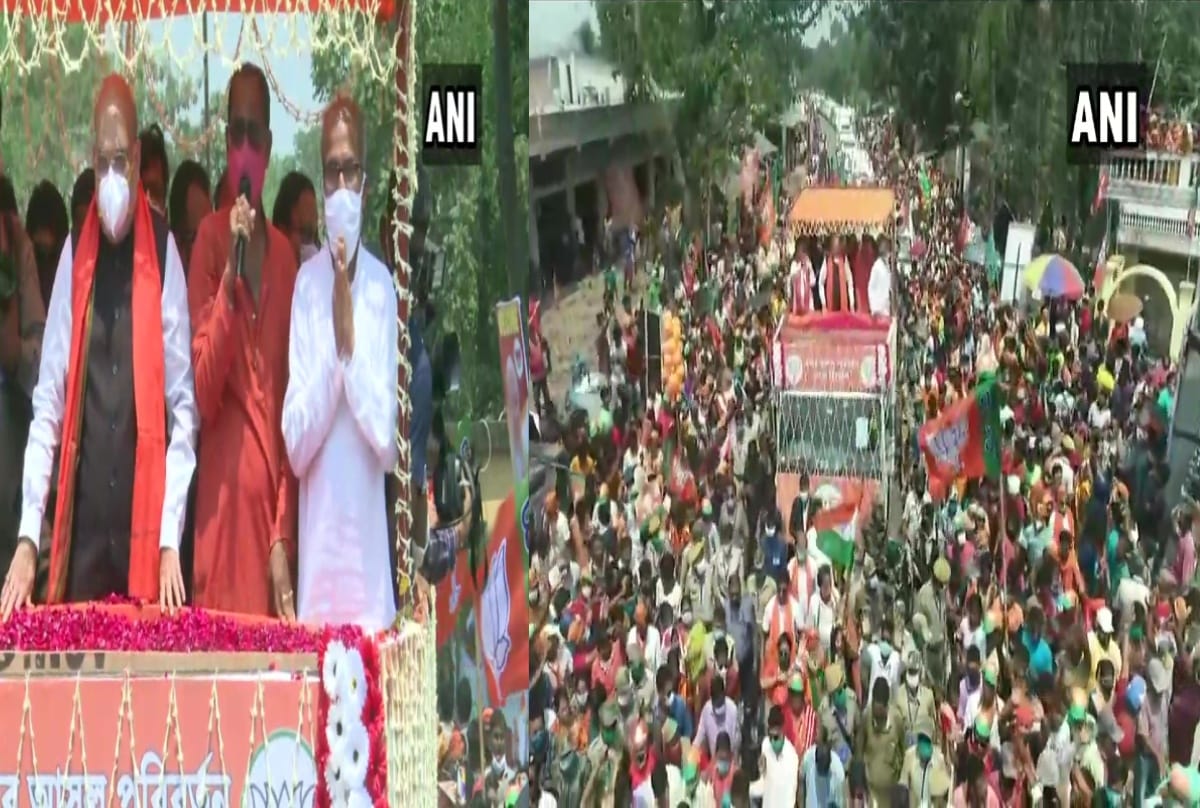 Union Home Minister and BJP leader Amit Shah holds roadshow in Amdanga North 24 Parganas district