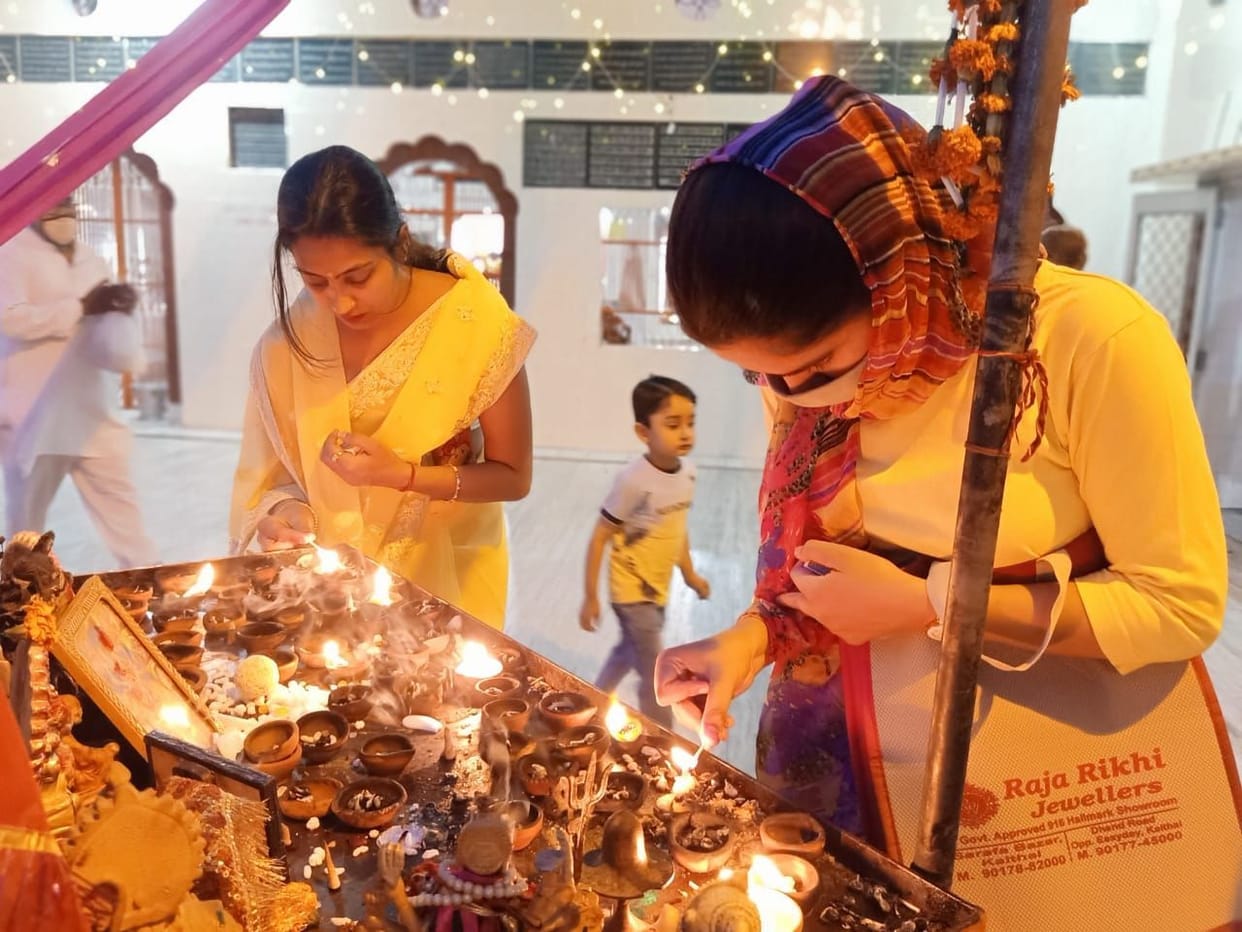 Worshiping mother Kushmanda and praying