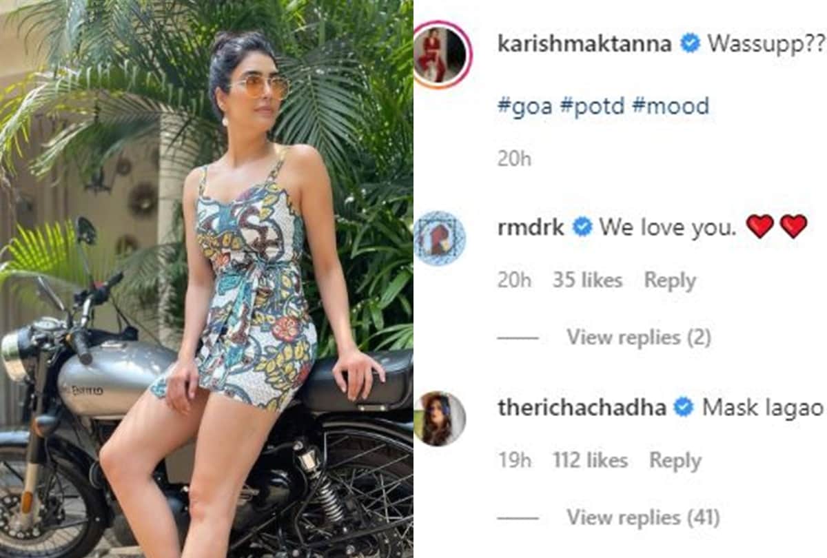 Richa chadha suggest Karishma tanna to wear mask on seeing her photos actress got annoyed