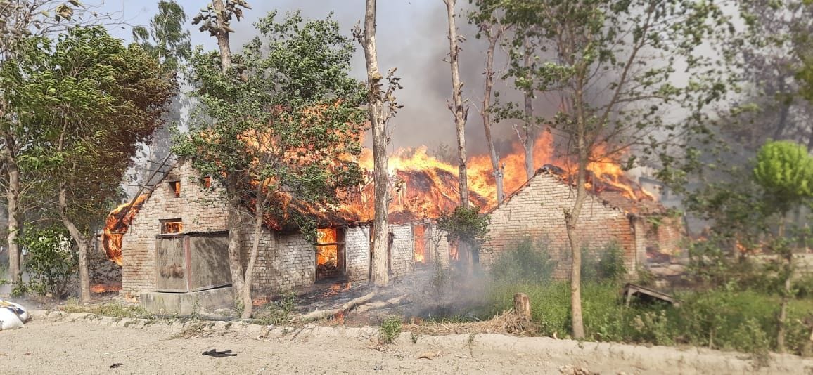 38 huts burnt