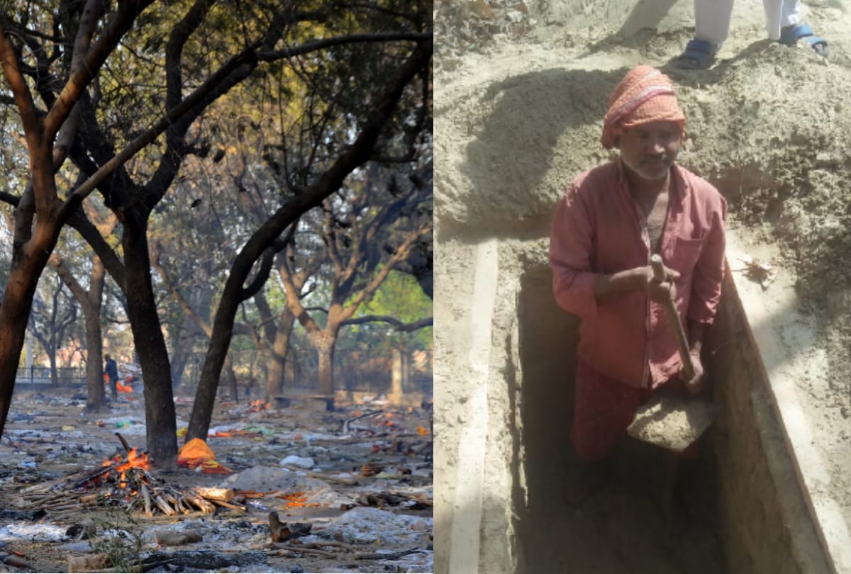 People who are working on cremation ground are afraid of by increasing number of dead bodies.