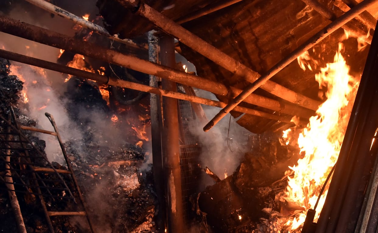 Junk warehouse fire