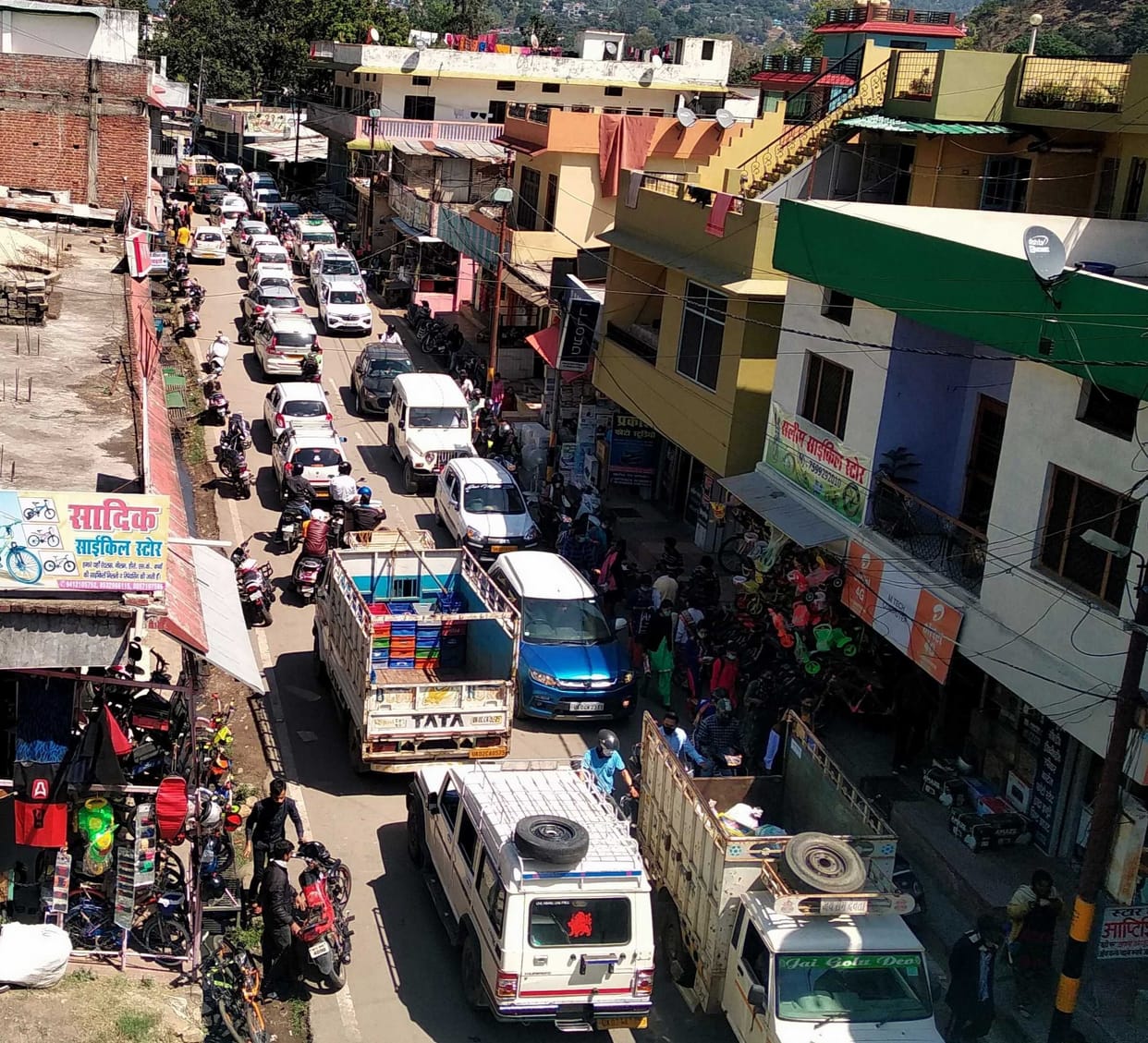 Traffic jam created problems to people.