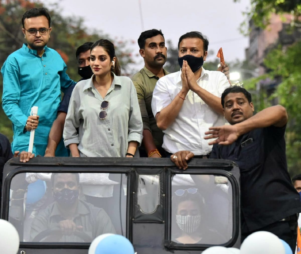 TMC MP Nusrat Jahan campaigning for party candidate Vivek Gupta on Jorasanko assembly seat