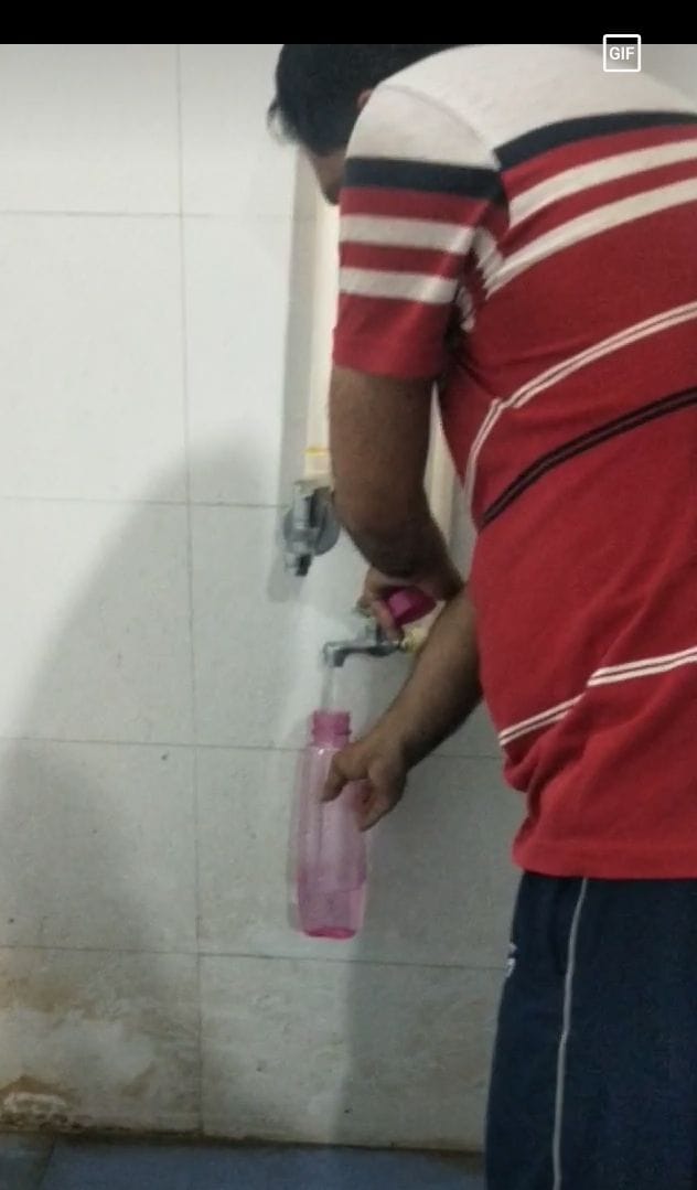 Patients taking water from bathroom in Kovid Hospital